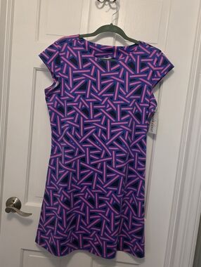 NWT MAHI GOLD Annie Off The Grid Geometric Cap-Sleeve Mini Dress Size Large